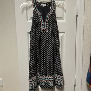 Anthropologie Black and Teal Mini Dress